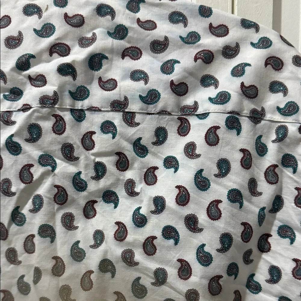 Tavion White Paisley Print Men's Dress Shirt